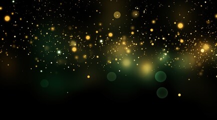 Bokeh lights glitter gold overlay in dark background for festive and elegant presentations