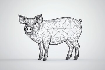 Obraz premium 3D pig icon, sharp minimalist design on a solid white background.