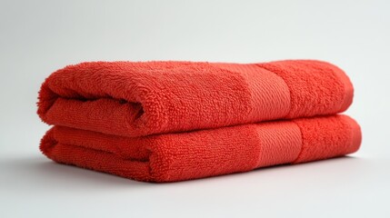 Red towels folded studio background clean hygiene