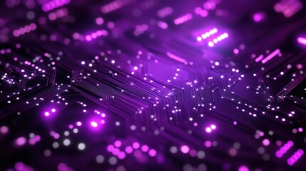 Purple Circuit Board, Glowing Lines, Tech Background, Data Flow, Web Design
