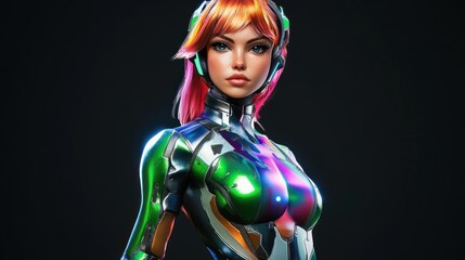 A cyber girl dons a sleek bodysuit for a high-tech mission. background wallpaper AI generated image