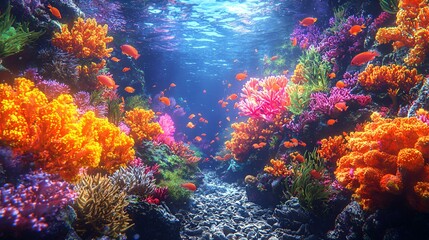 Naklejka premium Vibrant coral reef underwater scene
