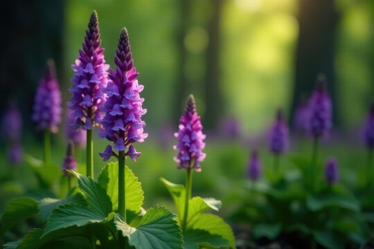 Purple asfodelo blooms in a wild forest clearing, nature, asfodelo flowers, blooming plants