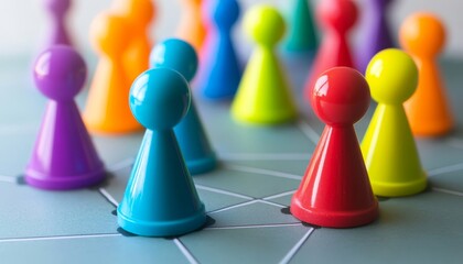 Obraz premium Business networking event featuring colorful game pieces office space