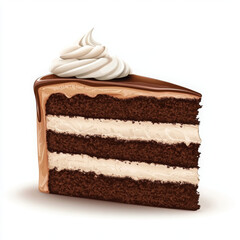 Slice of chocolate cake looks delicious with layers of cream delight