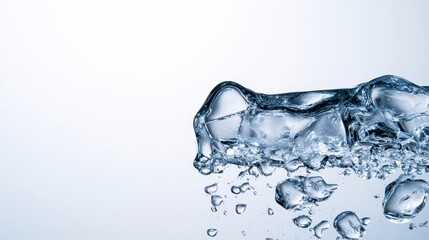 Fragmentation Of Ice Cubes On Light Background