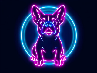 neon dog minimalistic illustration 