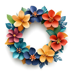 Colorful Floral Wreath  Paper Flowers  Spring Design