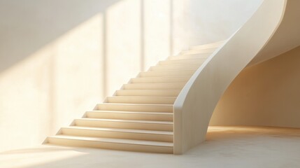 Naklejka premium Modern Minimalist White Spiral Staircase Interior Design