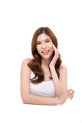 Fototapeta premium A portrait of a young Asian woman posing in a studio