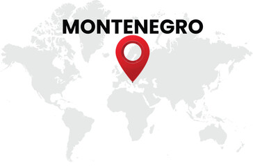 Montenegro map on transparent background. Montenegro map with country highlighted with location symbol. Vector illustration of Montenegro map with pin location.