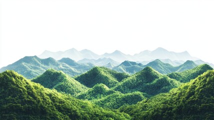 Fototapeta premium Lush Green Mountain Landscape with Vast Rolling Hills and Trees