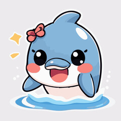 a cute dolphin swimming under the water