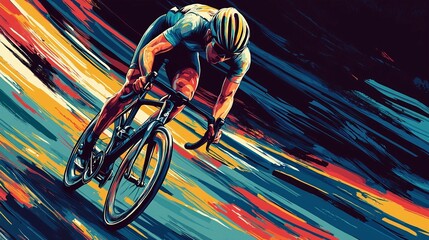 Cyclist Speed, Abstract Art