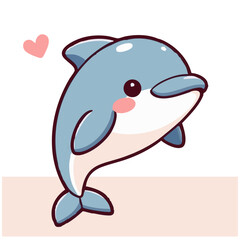 a cute dolphin with heart jumping out of the water