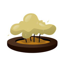 Green flower on tire with white background