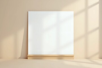 A soft, pastel-toned photo of a blank menu board on a pastel beige wall with copy space