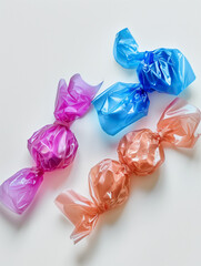 Wrapped candy laying on white background