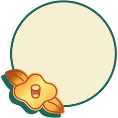 椿の花と輪のシンプルな装飾枠