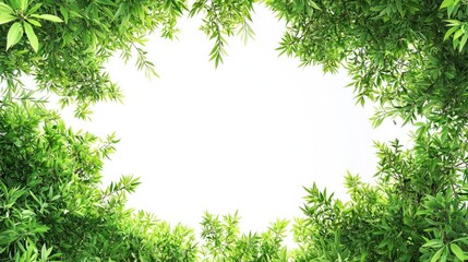 Lush Green Leafy Frame Surrounding Bright White Center Space