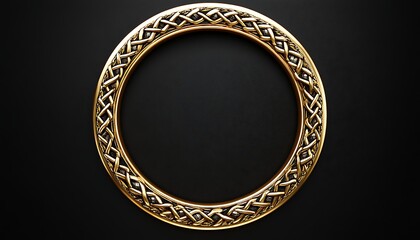 Gold Celtic Circle Frame on Black Background