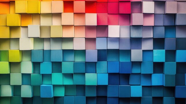 Multicolored Wall with Colorful Squares