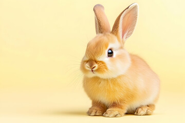 Obraz premium Cute bunny rabbit on yellow background. Easter card design