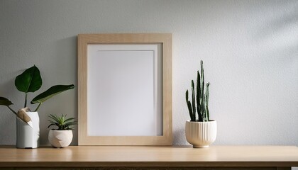 Minimalist 3D Render Sleek Frame Against a Tranquil Interior Backdrop, Echoing Modern Architecture and Clean Lines in Harmony with the Subtle Textures of an Ambient Space