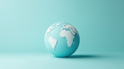 Fototapeta premium Stylized Blue and White 3D Globe Model on Light Blue Background