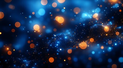 Fototapeta premium Blue orange particles abstract background
