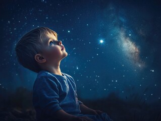Boy Gazing at Stars