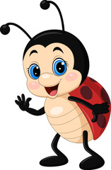 Cartoon funny little ladybug presenting