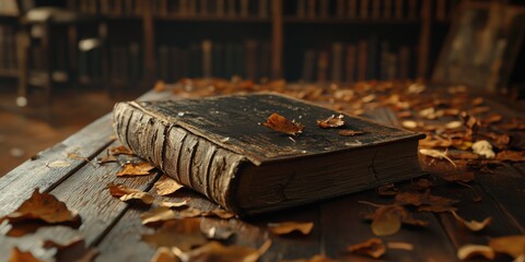 Old Book On Wooden Table