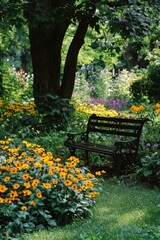 Flower Garden Park Bench