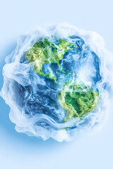Obraz premium Earth enveloped in smoke; climate change concept