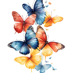 Vibrant butterflies on white background high resolution HD Photo