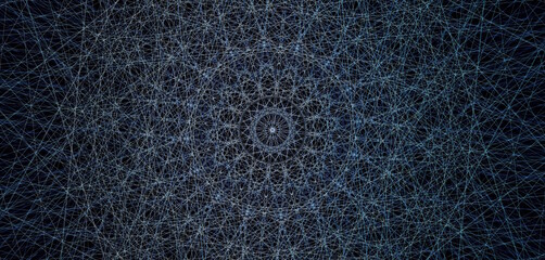 Abstract Web of Converging Lines on Black Background