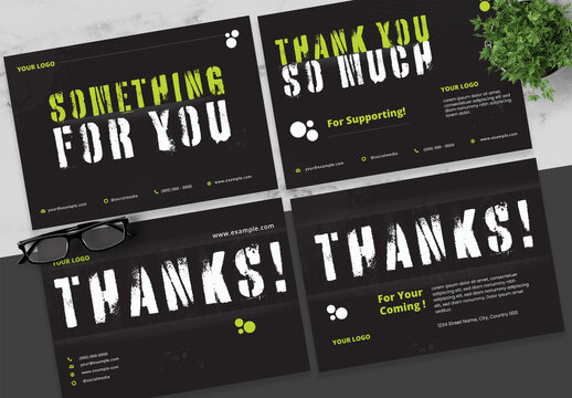 Green And Black Thank You Card