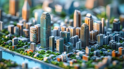 Obraz premium Modern Cityscape Architectural Model Detailed View
