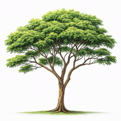 Rain Tree Isolated on White Background - Tropical Beauty