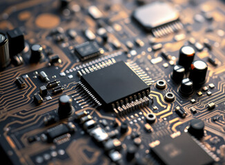 Intricate Circuit Board Design, High-Tech Electronics Manufacturing, Technological Advancement