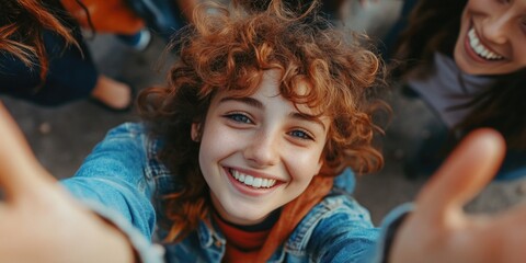 Smiling Girl Making Peace Sign