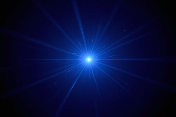 Abstract digital art with dark blue background and bright blue starburst
