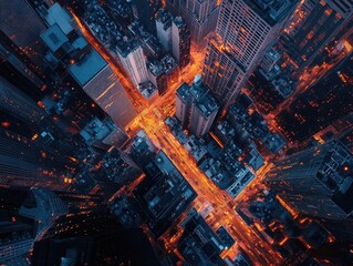 Cityscape at Night from Above