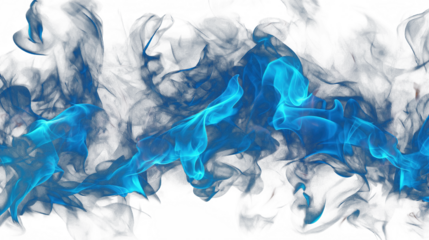 Blue Fire Flames on Transparent PNG Background. Hot, Blazing, Burning, Dynamic
