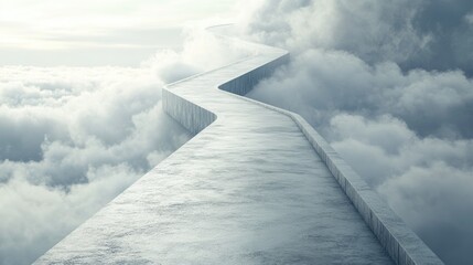 Serene Pathway Through Clouds Leading to Infinite Horizons