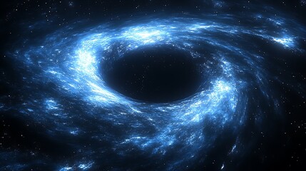Blue swirling galaxy, black hole