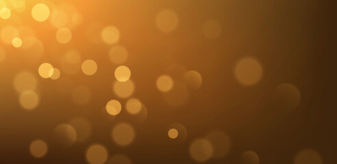 Golden bokeh, blurred background with sparkling lights, blurry glitter effect. Bright soft abstract background. Vector illustration.
