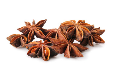 Star anise on white background