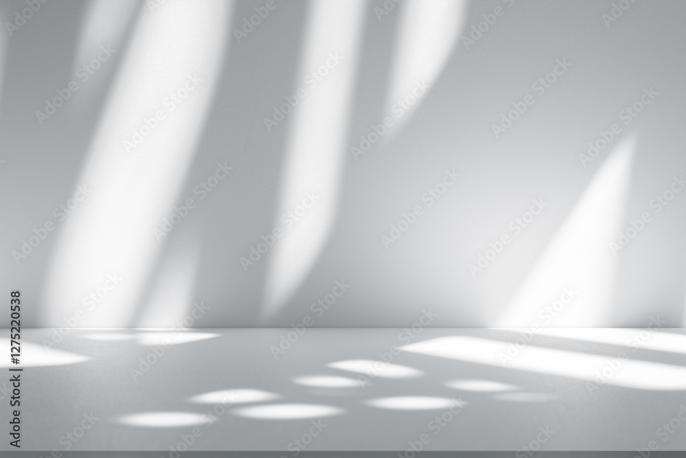 Poster Wall interior background, studio and backdrops show products.with shadow from window color white and grey. background for text insertion and presentation product	